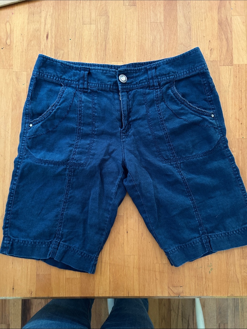 Casual Blue Linen Shorts